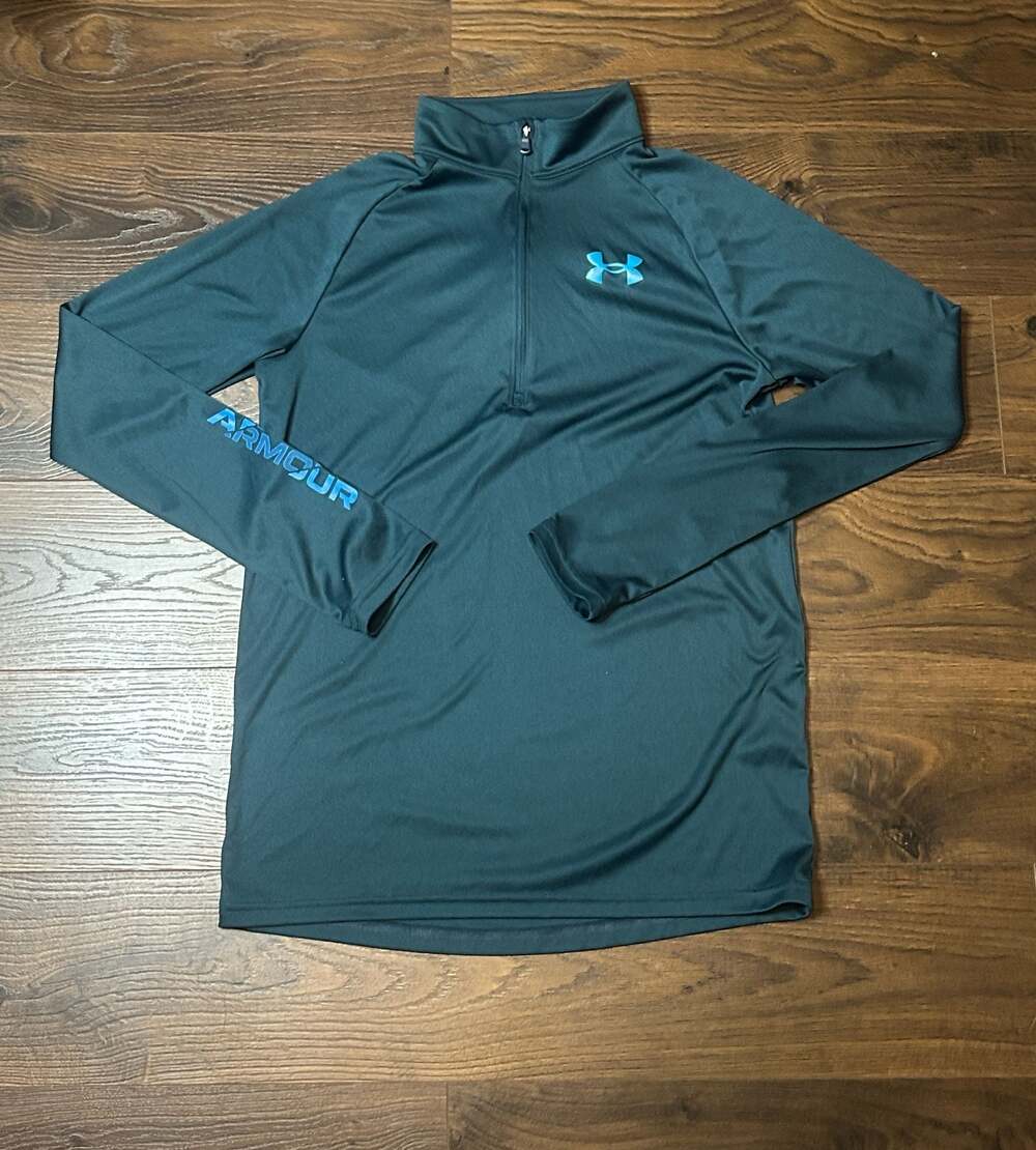 Under Armour Boys' Tech 1/2 Zip Long Sleeve Performance Shirt Teal
